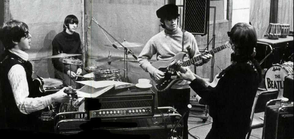 The band recording Rubber Soul.