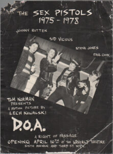 D.O.A. Waverly Theatre Premier April 10 1981